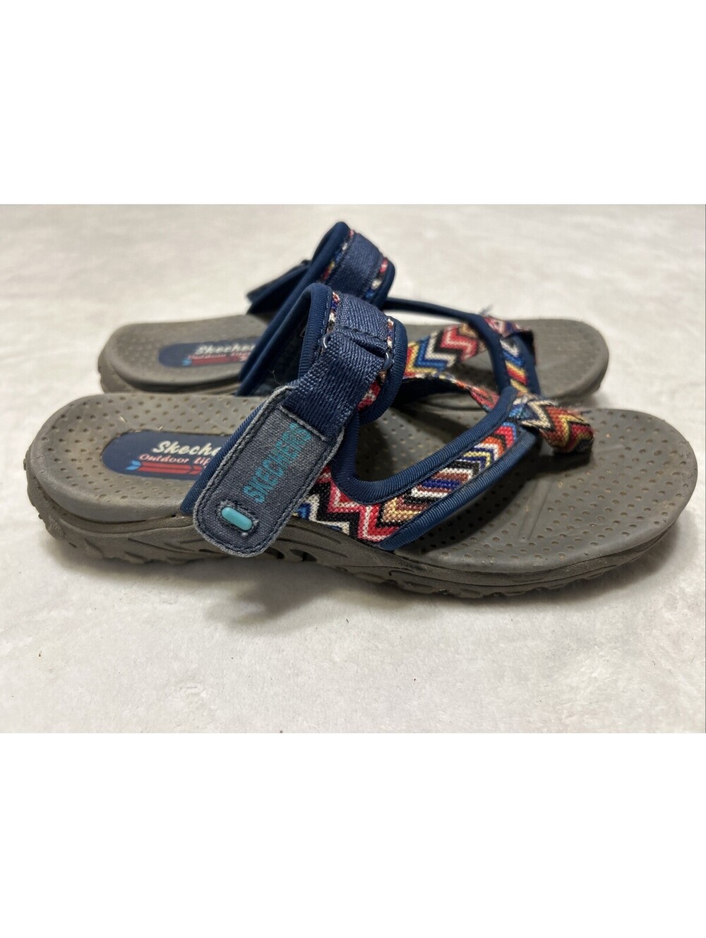 Skechers Women’s Sandals Size 6 Reggae Zig Sway Navy Outdoor Lifestyle 48228